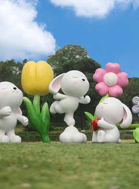 网红卡通兔子雕塑户外商场景区楼盘商业街打卡点引流美陈动物摆件