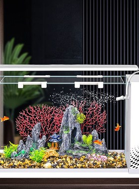 鱼缸客厅2024新款超白玻璃水族箱中小型懒人生态缸造景金鱼水草缸
