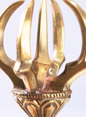 底座家居摆件尼泊尔藏金刚五解压把黄铜杵玩 股家用式饰品手把件