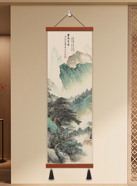 布艺挂画听琴图入户玄关装饰画背景画客厅中式千里江山图茶室禅意