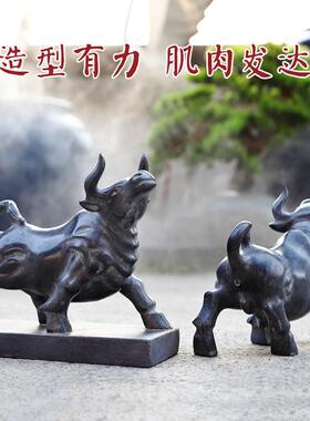 石雕牛石头牛青石牛石牛摆件一对家用生肖牛玄关开业贺礼原石雕刻