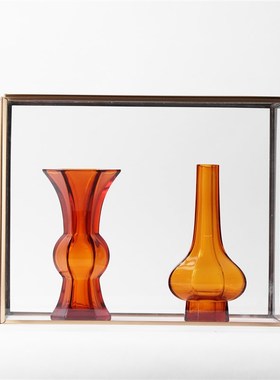 新中式琉a璃花瓶玻璃展示罩摆件样板房间隔断书房茶室家居软装饰