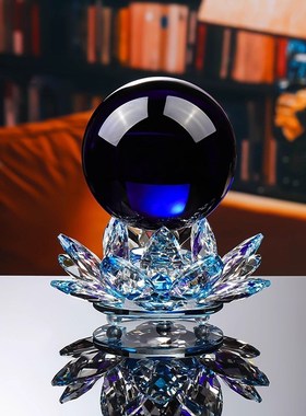水晶球高档莲花摆件轻奢乔B迁礼物客厅办公室酒柜装饰品