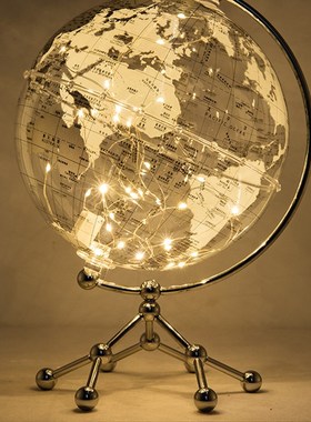 轻奢透明地球仪摆件3d立体v悬浮客厅电视柜办公室桌面装饰生日礼