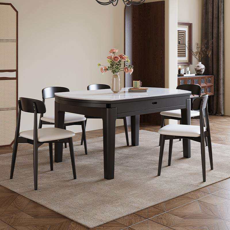 岩板餐桌家用轻奢现代简约小户型可伸缩折叠实木吃饭桌子可变圆桌,淘宝优惠券,粉丝福利购,淘宝优惠卷