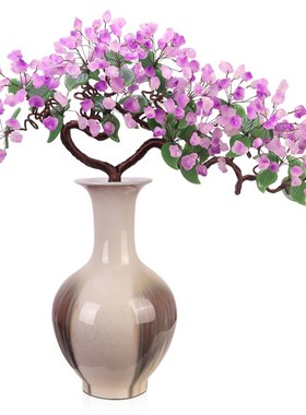 天然紫水晶新中式客厅家居玄关电视柜酒柜装饰品发财树乔迁摆件