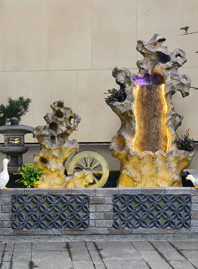 庭院鱼池摆件循环水池阳台室内景观大型假山流水喷泉入户花园布置