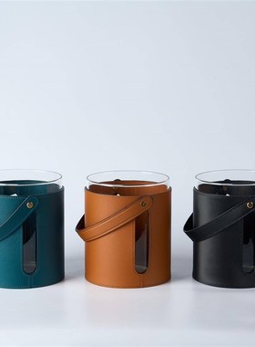 轻奢皮革醒酒器红酒桶酒具样板间售楼处酒吧水吧餐厅厨房冰桶摆件