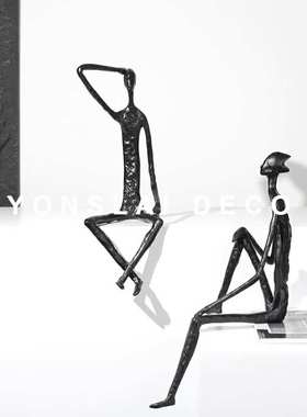 现代简约抽象人像雕塑摆件售楼处玄关柜样板房间软装饰品人物雕塑