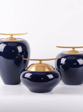 新中式陶瓷储物罐摆件样板间茶室博古架家居客厅橱窗玄关软装饰品