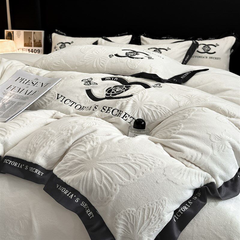 牛奶绒四件套202l5新款冬季加绒双面法兰绒床单被套床上三件套加 - 图1