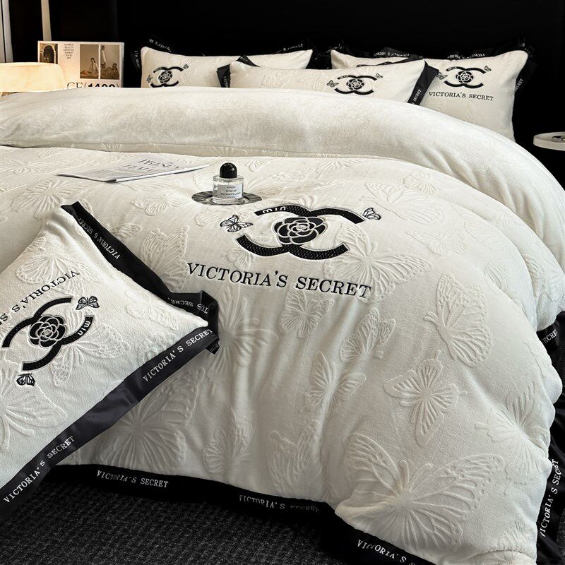 牛奶绒四件套202l5新款冬季加绒双面法兰绒床单被套床上三件套加 - 图3