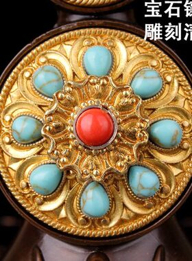 宝食果慧酥油花朵玛用品镶嵌纯铜子密宗子朵玛珠摆件佛前食彩八供