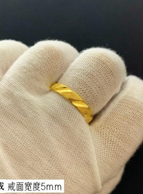 金店同款黄铜镀金j戒指男女情侣戒指龙福字活口指环越南沙金不掉