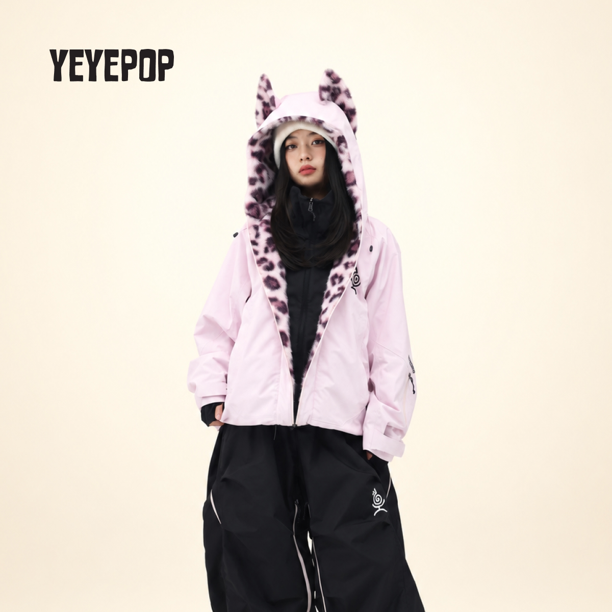 YEYEPOP斑比豹猫27新款男女防风耐磨加棉防水滑雪服专业户外套装 风服实拍商品图