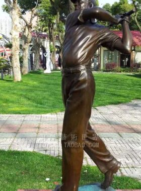 伍兹像家居展示架电视铜玄关酒柜老虎客厅雕塑高尔夫办公室摆件