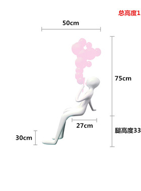 现代抽象落地人物吹泡泡雕塑卡z通售楼处大堂轻奢软装艺术装置摆