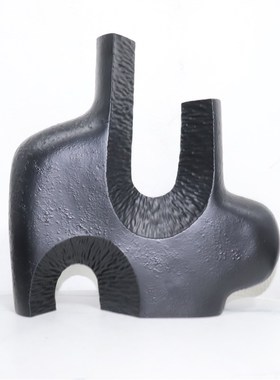 现代北欧几何肌理纹花瓶花器干花花瓶餐I桌家居花瓶摆件树脂装饰