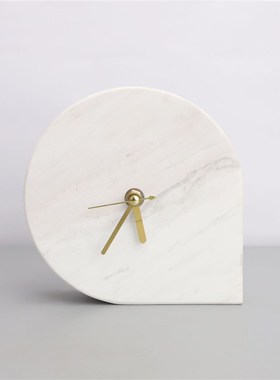 现代简约轻奢创意大o理石时钟摆件客厅电视柜玄关桌面座钟家居装