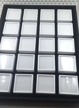高档PU皮 白色5*5戒面盒加托盘 裸钻盒 宝石盒 珠宝首饰展示托盘