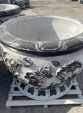 缸石石雕石养鱼盆庭院缸缸鱼水盆石圆形缸石雕流花园装饰