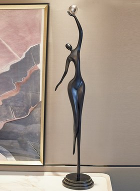 极简人形雕塑竖h高一米摆件玄关壁龛客厅细长高级感轻奢艺术装饰