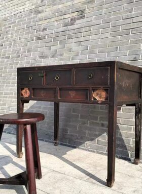 影视家具办公桌怀旧老物件道具旧装饰摆件复古八十年代书桌椅一套