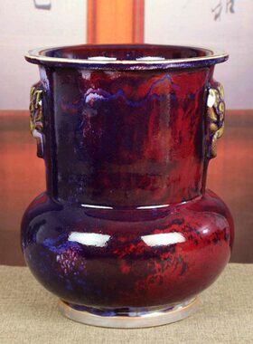 器禹州钧级孤中式传统煤烧窑品口钧窑收藏摆件陶瓷古典瓷花瓶河南