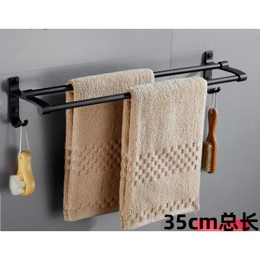 35cm免打孔45cm55cm65cm75cm95cm1m1.1m黑色毛巾架可可订孔太空铝 - 图1