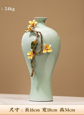 新中式珐琅彩陶瓷花瓶摆件高档创意F客厅电视柜餐桌玄关艺术装饰