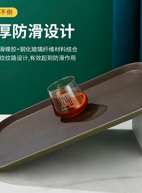 钢化托盘长方形塑料超大商用防滑圆形酒店餐厅KTV专用杯子上菜托