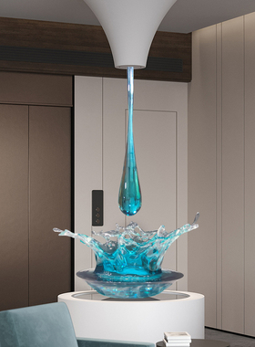 酒店大堂售楼处透明树脂水滴吊饰B摆件创意水纹雕塑落地装饰品定