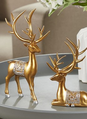 直销现代轻奢玄关鹿摆件家居客厅电视柜酒柜饰品欧式创意摆设