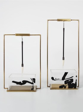 新中式轻奢金属羽毛摆件酒店展厅柜售楼处别墅客厅玄关柜软装饰品