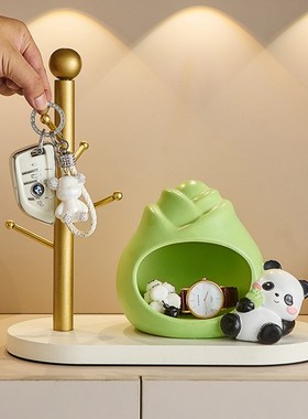 熊猫周边入户钥匙收纳玄关摆件门口鞋柜搬家礼物乔迁新居送人实用