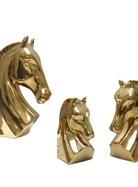 简约创意树脂金色马头摆件样板房酒店家居玄关书房桌面客厅饰品
