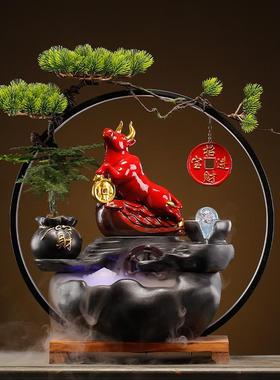 生财桌面招财办公室吧台开业猫招财新款循环乔迁摆件流水礼品流水