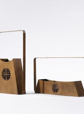 中式轻奢金属花瓶摆件北欧客厅插花家居软装餐桌电视柜干花装饰品