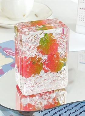创意可爱草莓西瓜碎冰成油v流沙瓶少女心桌面大装饰礼物生日礼物
