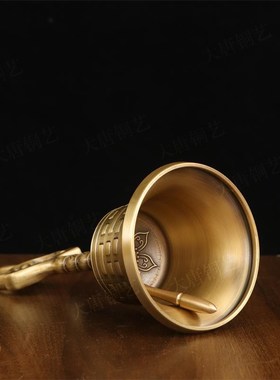 纯黄铜三清铃三叉道法自然八卦五雷手摇铃铛法器五九股金刚铃佛家