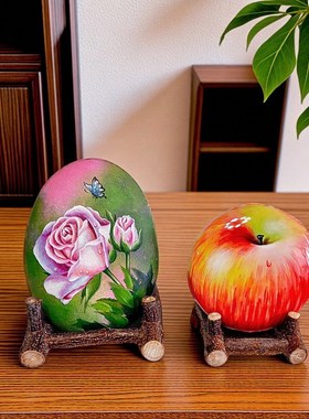 石头画支架盘子托架实木展示架摆件小底座鹅卵石普洱茶架子茶饼架