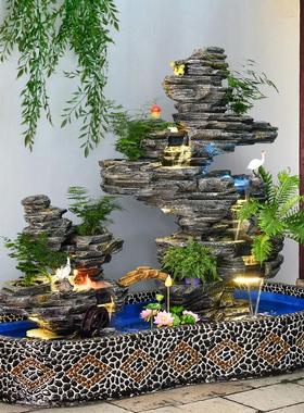 大型假山流水喷泉摆件别墅庭院鱼池户外花园阳台角落鱼缸装饰造景