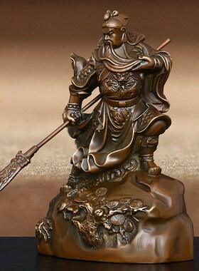 黄铜关公九龙关公铜像武财神关公像商铺家用供奉神像招财摆件客厅