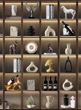 新中式办公摆326b件轻奢高感博工古架茶室展示柜装级饰品艺室品摆