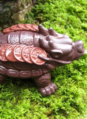 陶瓷紫砂招财龙龟貔貅创意水族鱼缸假山盆景摆件精品复古石头摆件