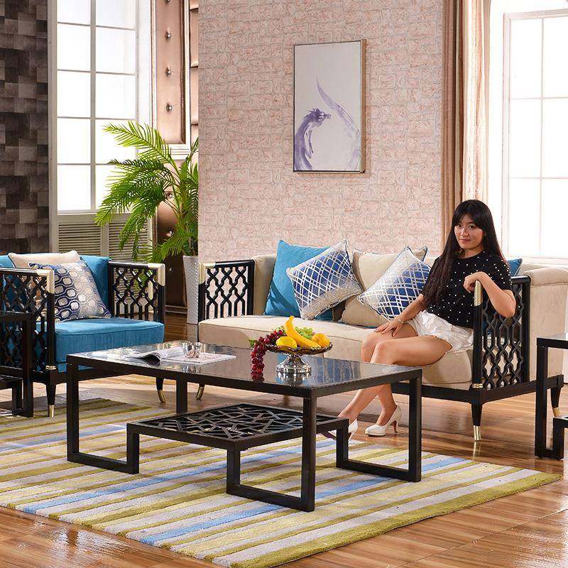 现代新中式沙发全实木布艺沙发民宿客厅别墅仿古典样板房整装家具,淘宝优惠券,粉丝福利购,淘宝优惠卷