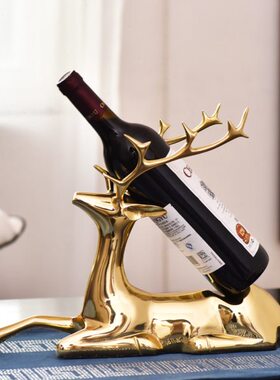 创意铜鹿红酒架客厅家居酒柜装饰品装摆件 欧式搭配样板间饰品