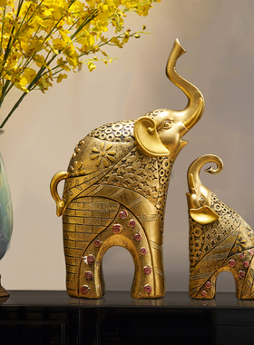 大象摆件一对客厅电视柜小摆件创意工艺品办公室玄关书Y架酒柜装