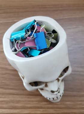 创意镂空小骷髅收k纳摆件家居办公桌面整理钥匙多肉小花盆烛台底