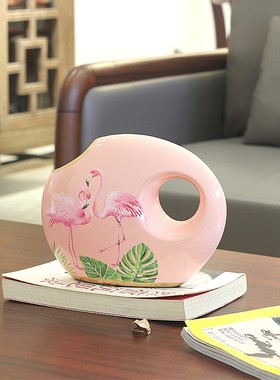 简约现代陶瓷花j瓶客厅书房样板房装饰创意家居花器工艺品插花摆